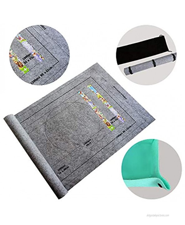 JoeRita Puzzle Mat Roll Up Jigsaw Storage Keeper Mat for 1500,1000 Pieces with 6PCS Blue Sorter Trays Air Pump Puzzles Storage Bag for Teens