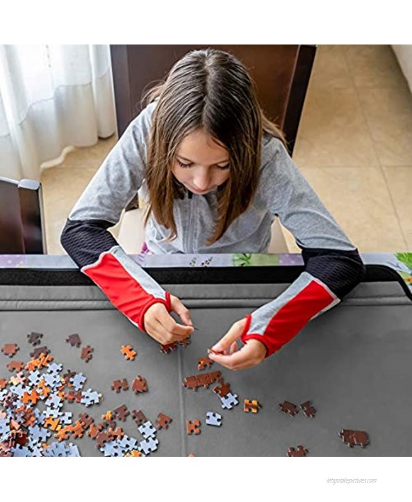 Jumbl 1000-Piece Puzzle Caddy | Portable Jigsaw Puzzle Mat Organizer Storage & Travel Case with Non-Slip Felt Surface [2] Removable Trays for Sorting Easy Velcro Folding Design & Carry Handle