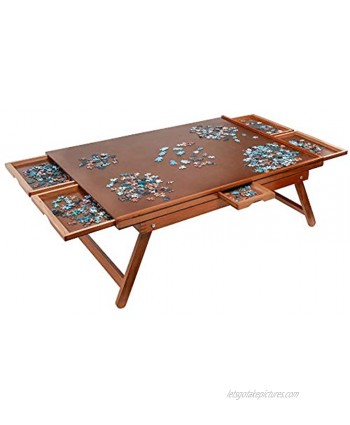 Jumbl Puzzle Board Rack | 27” x 35” Wooden Jigsaw Puzzle Table w  6 Storage & Sorting Drawers | Smooth Plateau Fiberboard Work Surface & Reinforced Hardwood | for Games & Puzzles Up to 1,500 Pieces