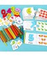 Kids Math Counting Flash Cards Number Alphabet Learning Game Count Sticks Matching Jigsaws Wooden ABC Letter Puzzle See and Spell Learn Toys Early Calculation Math Education Games for Toddlers Age 3+
