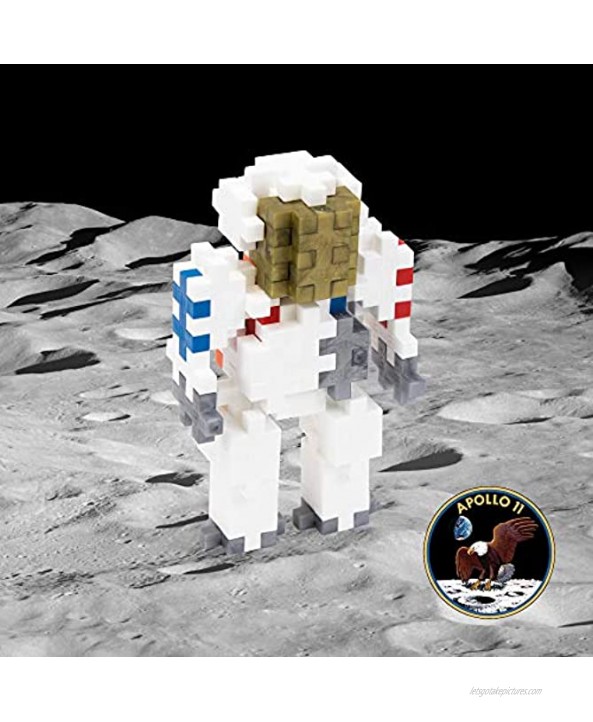 PLUS PLUS – Mini Maker Tube – Astronaut Apollo 11 Space Playset – 70 Piece Construction Building STEM | STEAM Toy Interlocking Mini Puzzle Blocks for Kids