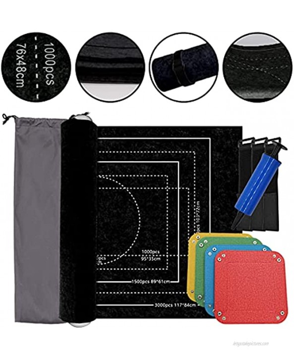 Puzzle Roll up Mat Hold Up to 1500 Pieces Portable Puzzles Mats for Jigsaw Puzzles Aerated Gasbag Puzzle Sorting Trays Pull Rope Storage Bag Velcro Binding Tape Puzzle Saver Mat Black M