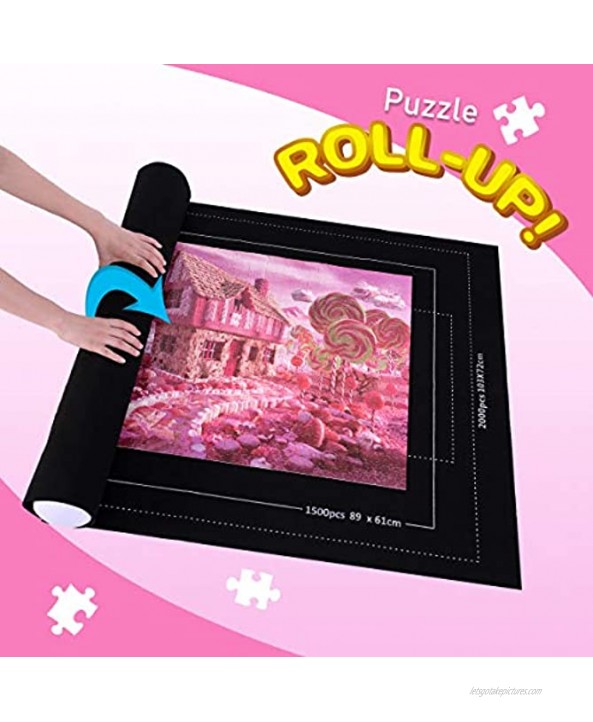 Puzzle Roll Up Mat Large Jigsaw Puzzle Mat Roll Up 2000 1500 1000 500 Pieces 46 X 32 Felt Mat Frame Line Puzzles Storage Keeper Mat Thick Puzzle Saver Mat Puzzle Accessories Kit