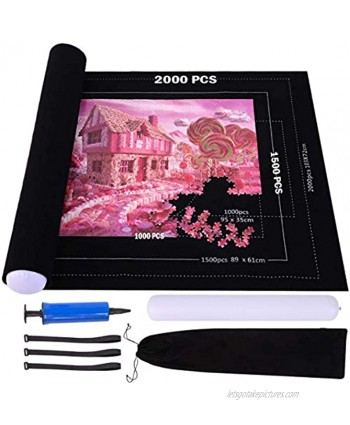 Puzzle Roll Up Mat Large Jigsaw Puzzle Mat Roll Up 2000 1500 1000 500 Pieces 46" X 32" Felt Mat Frame Line Puzzles Storage Keeper Mat Thick Puzzle Saver Mat Puzzle Accessories Kit