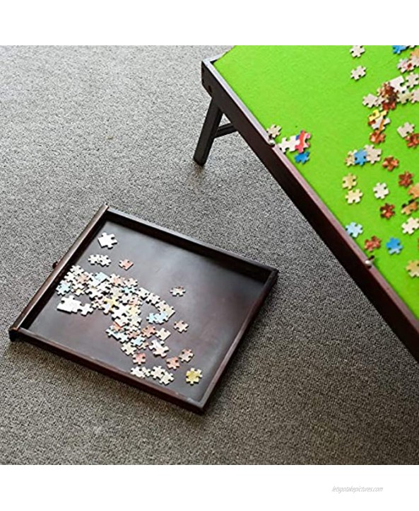 Wooden Jigsaw Puzzle Table for Adults & Kids,Portable Folding Table with 2 Drawers,Multifunction Tilting Table Puzzle Accessories for 1000 Pcs Board Mat