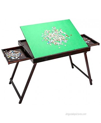 Wooden Jigsaw Puzzle Table for Adults & Kids,Portable Folding Table with 2 Drawers,Multifunction Tilting Table Puzzle Accessories for 1500 Pcs Mat Board Standing