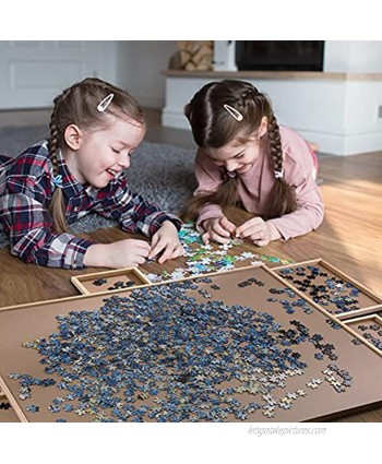 Wooden Puzzle Table 35" x 27" | 1500 Pieces Jigsaw Puzzle Table Puzzle Plateau with Smooth Fiberboard Work Surface 6 Storage Drawers