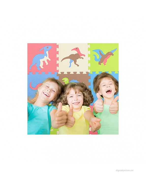 Baby Foam Puzzle Mats| 9pcs Toddler Kids Puzzle Floor Mats Floor Tiles Play Mat Children's Dinosaur Educational Foam Eva Puzzle Toy Gift Exercise Gym Crawling Area Carpet| Multicolor| Jungaha