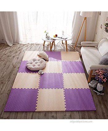 Baby Puzzle Mats for Floor Kids Interlocking Exercise Tiles Rugs Floor Tiles Toys Carpet Soft Climbing Pad for Yoga Exercise Gym Gymnastic 11.81X11.81X0.39 in,Rice + Purple,40