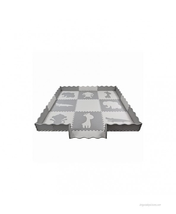 Clevr XLarge 1 2 Thick Grey Interlocking EVA Foam Kids Baby Play Floor Mats 78 X 78 41 Sqft 9 pcs 2' X2' Extra Wide sloped Borders Non Toxic BPA Free Thick and Ultra Soft