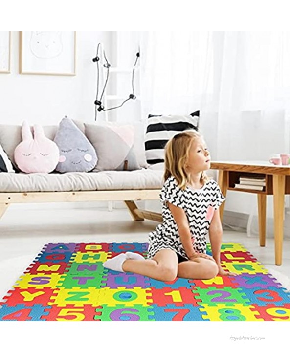 EVA Foam Mat 36Pcs Kids Puzzle Play Mat Number Alphabet Floor Mat Soft Lightweight for Playing Crawling Learning Letters