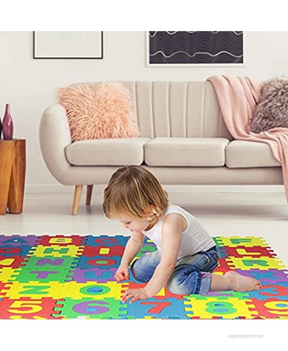 EVA Foam Mat 36Pcs Kids Puzzle Play Mat Number Alphabet Floor Mat Soft Lightweight for Playing Crawling Learning Letters
