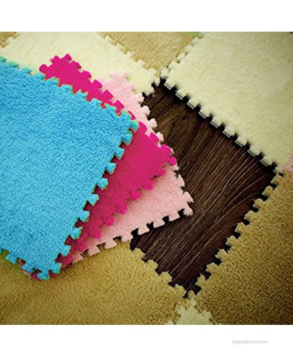 Foam Floor Mat,EVA Shaggy Velvet Carpet,25X25cm Kids,Baby Eco Soft Floor 7 Colors,Puzzle Exercise Mat Hot Pink