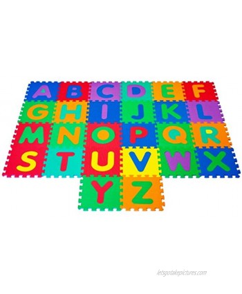 Interlocking Foam Tile Play Mat with Letters Nontoxic Children's Multicolor Puzzle Tiles for Playrooms Nurseries Classrooms and More by Hey! Play! 26