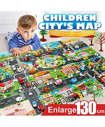 Kids Carpet Play Mats Kptoaz Rug Play Mat for Toy Cars Children's Toy Car Map City Road Buildings Parking Map Game Scene Map Educational Toys Car Floor Mat for Bedroom Playroom