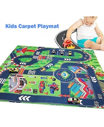 Kids Carpet Playmat,Thin Kid Felt for Toy Cars,Great For Playing With Cars and Toys,Boys and Girls Educational Road Traffic Play Mat- Learn and Have Fun Safely