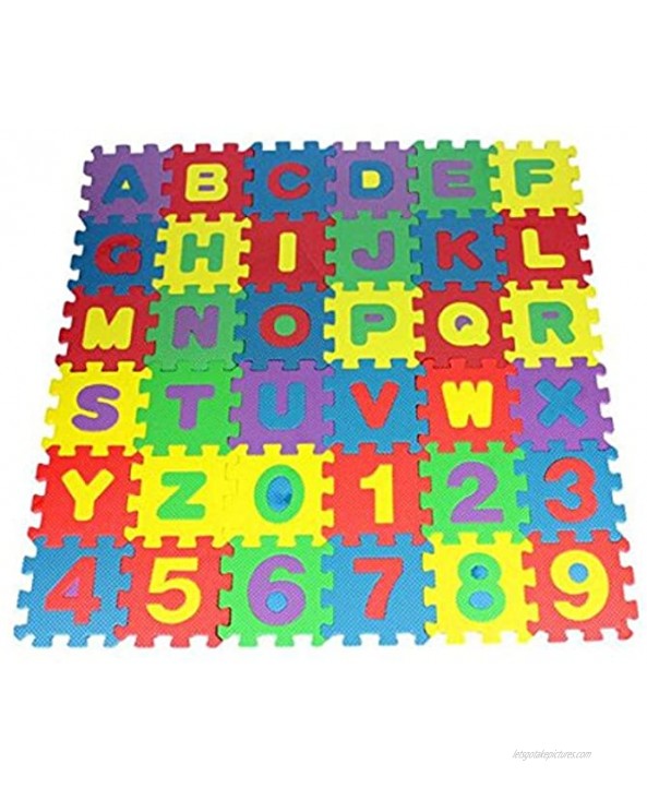 Kids Puzzle Exercise Play Mat 36 pcs Baby EVA Foam Games Mat Toddler Alphabet Number Crawling Mat Interlocking Floor Tiles Infant Indoor Activity Center for Tummy Time【US Fast Shipment】 A