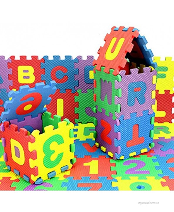 Kid's Puzzle Exercise Play Mat with EVA Foam Interlocking Tiles,Alphabet and Numbers Foam Puzzle Play Mat 36 Tiles