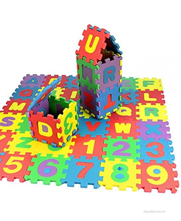 Kid's Puzzle Exercise Play Mat with EVA Foam Interlocking Tiles,Alphabet and Numbers Foam Puzzle Play Mat 36 Tiles