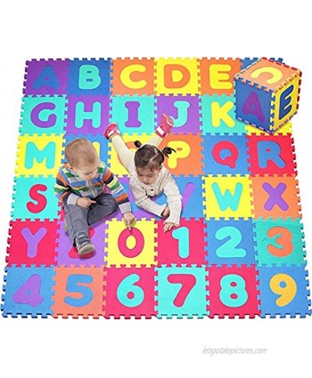 Kid's Puzzle Exercise Play Mat,Alphabet and Numbers Foam with EVA Foam Interlocking Tiles,BPA-Free Layer 36 Tiles Jigsaw Puzzle Toddlers Toy Climbing Mat for 2,3,4,5,6,7 Year Old Boys Girls