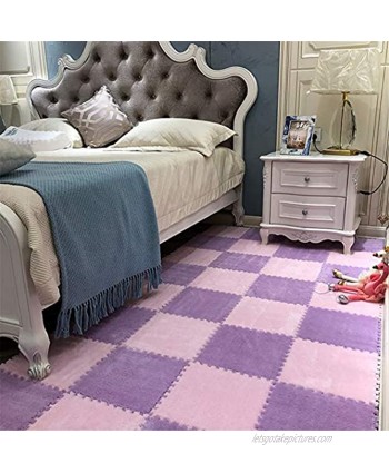 KXMYT EVA Foam Play Mat Interlocking Puzzle Plush Floor Tiles with Edges Softer Baby Non Toxic Non-Slip Activity Carpet Thick 0.6CM for Children's Play Area Living Room Bedroom Gym,Purple+Pink