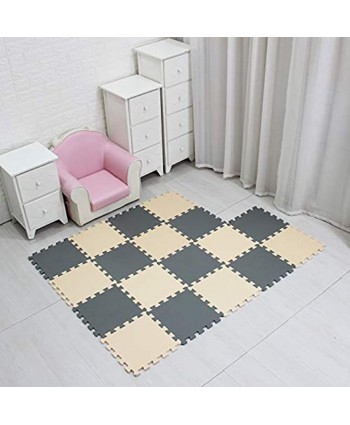 MQIAOHAM Children Puzzle mat Play mat Squares Play mat Tiles Baby mats for Floor Puzzle mat Soft Play mats Girl playmat Carpet Interlocking Foam Floor mats for Baby Beige Grey 110112