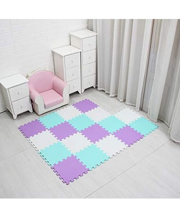 MQIAOHAM Children Puzzle mat Play mat Squares Play mat Tiles Baby mats for Floor Puzzle mat Soft Play mats Girl playmat Carpet Interlocking Foam Floor mats for Baby White Green Purple 101108111