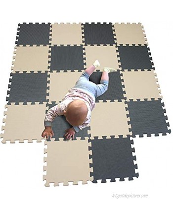 MQIAOHAM Children Puzzle mat Play mat Squares Play mat Tiles Baby mats for Floor Puzzle mat Soft Play mats Girl playmat Carpet Interlocking Foam Floor mats for Baby Beige Grey 110112