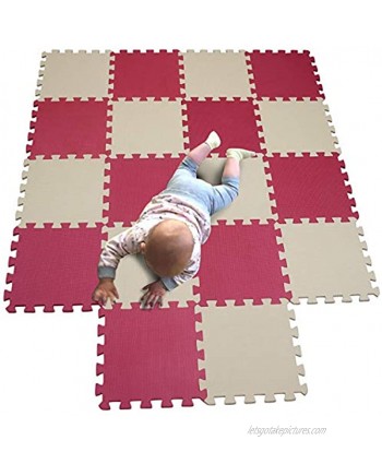MQIAOHAM Children Puzzle mat Play mat Squares Play mat Tiles Baby mats for Floor Puzzle mat Soft Play mats Girl playmat Carpet Interlocking Foam Floor mats for Baby Rose Beige 109110