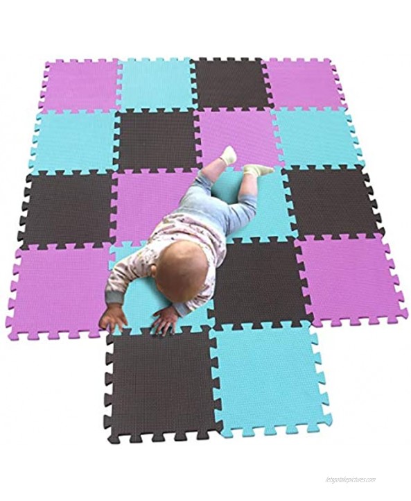 MQIAOHAM Children Puzzle mat Play mat Squares Play mat Tiles Baby mats for Floor Puzzle mat Soft Play mats Girl playmat Carpet Interlocking Foam Floor mats for Baby Pink Coffee Green 103106108