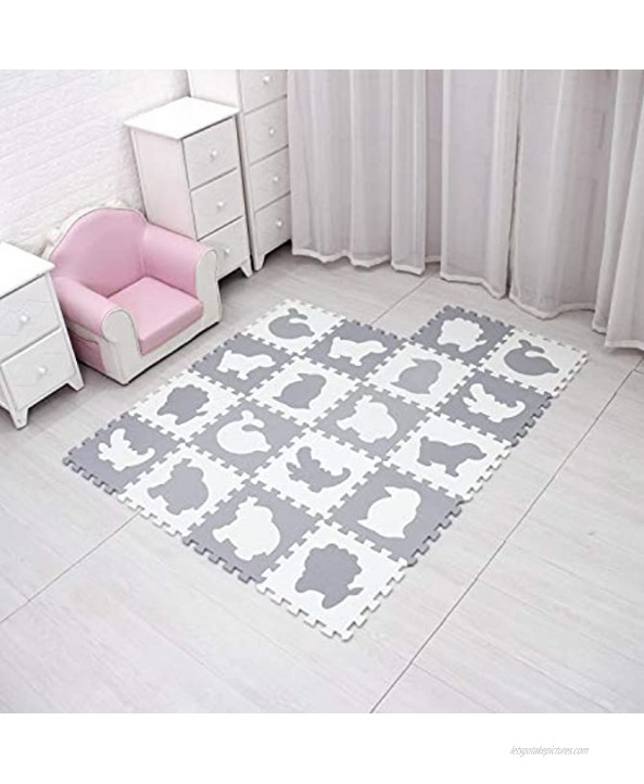 qqpp EVA 18 Tiles Baby Play Mat for Playing Interlocking Foam Floor Mats for Tummy Time & Crawling Flooring Tiles with Animals Puzzle for Kids. QP-51AL b18N