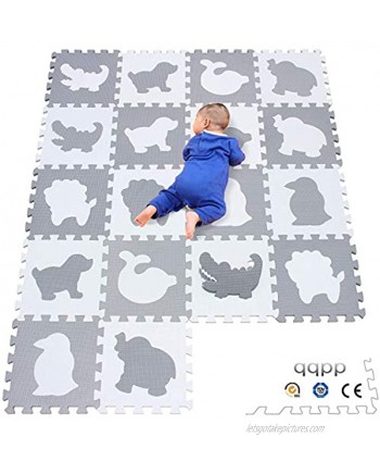 qqpp EVA 18 Tiles Baby Play Mat for Playing Interlocking Foam Floor Mats for Tummy Time & Crawling Flooring Tiles with Animals Puzzle for Kids. QP-51AL b18N
