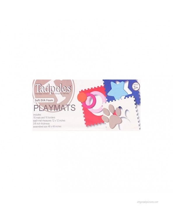 Tadpoles Baby Play Mat Kid's Puzzle Exercise Play Mat – Soft EVA Foam Interlocking Floor Tiles Cushioned Children's Play Mat 16pc Stars Green Brown 50x50