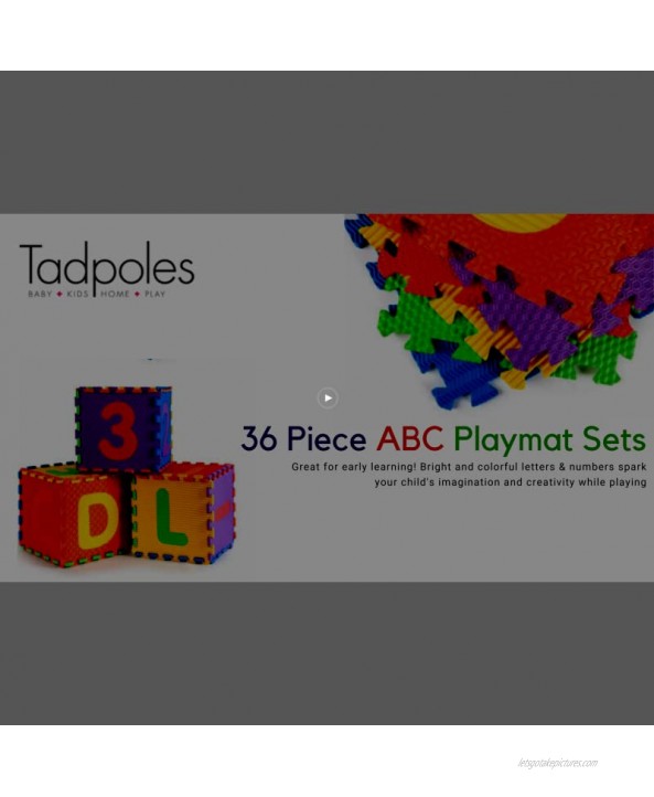 Tadpoles Soft EVA Foam 36 Piece ABC Playmat Set Multi Primary 74x 74 36 Sq Feet