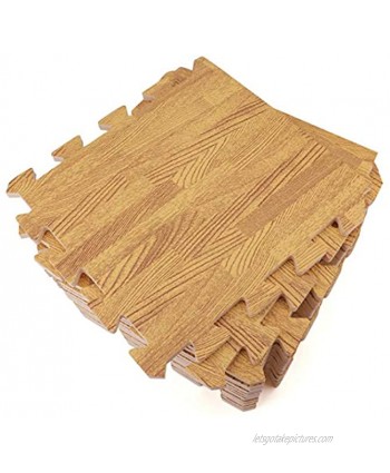 Tebery 16 Pieces Printed Wood Grain Floor Tiles 3 8-Inch Thick EVA Foam Puzzle Floor Mat