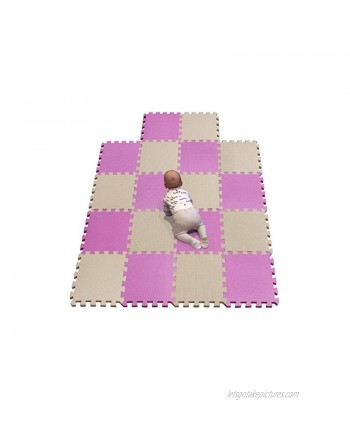 YIMINYUER Foam Play Mat Thick Soft EVA Interlocking Foam Floor Mats Children Yoga Exercise Multi Jigsaw Puzzle Blocking Board Kids Playmats Pink Beige R03R10G301018