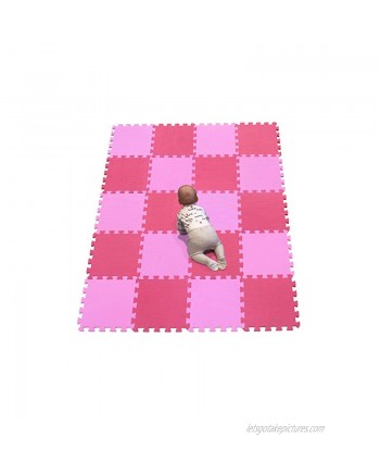 YIMINYUER Foam Play Mat Tiles – Interlocking Floor Mats for Children – Multicoloured Foam Soft Kids Baby EVA Foam Activity Play Mat Floor Tiles Gym Exercise Yoga mat Pink Red R03R09G301020