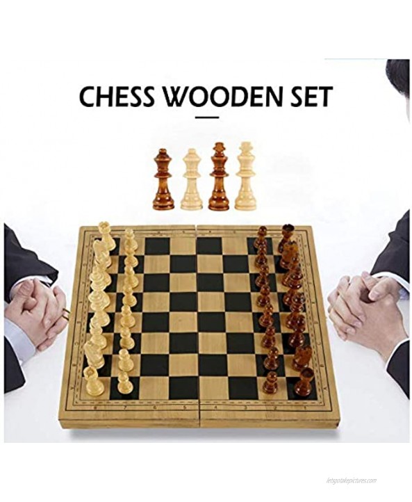 MBEN Wooden International Chess 3 in 1 Set Portable Classic International Chess Board Game Sets with Storage Portable Travel Chess Board Puzzle Game for Adults and Kids