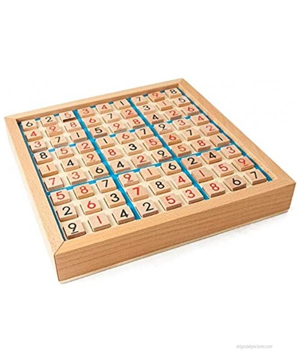 Sturdy Sudoku Chess Digits 1 to 9 Can Only Put Once in Any Row Line and Check Intelligent Fancy Educational Wood Toys Happy Games Gifts Decorations Color : Brown and Blue