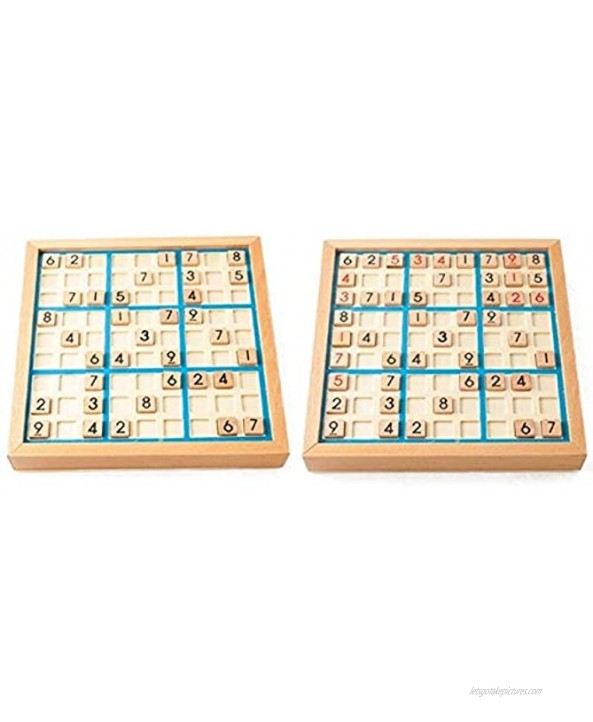 Sturdy Sudoku Chess Digits 1 to 9 Can Only Put Once in Any Row Line and Check Intelligent Fancy Educational Wood Toys Happy Games Gifts Decorations Color : Brown and Blue