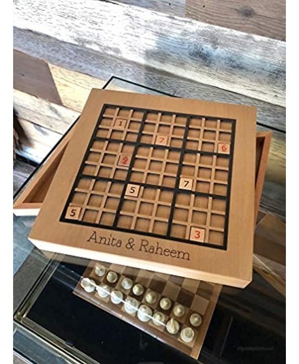 WE Games Custom Engraved Wooden Sudoku Board Storage Drawers for Wooden Numbered Tiles