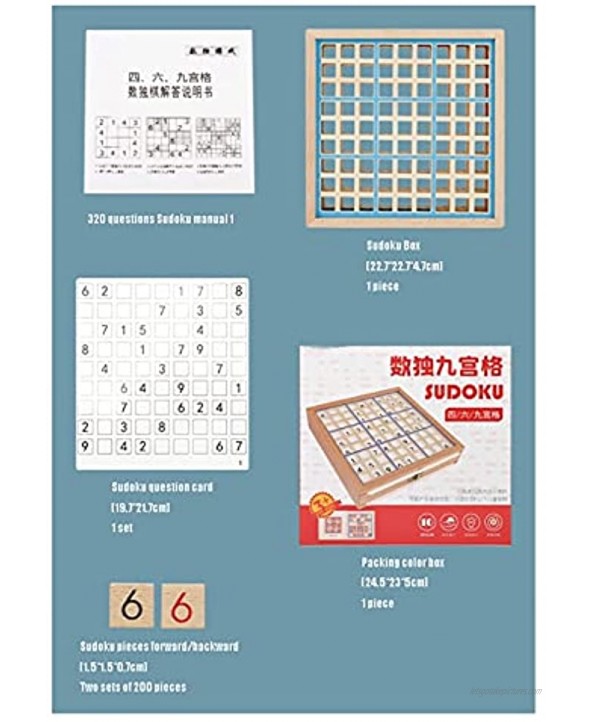 Z-Color Wooden Sudoku Puzzle Board Wood Sudoku Game Set with Drawer Math Brain Teaser Desktop Toys Sudoku Game