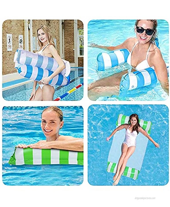 2 Pack Inflatable Pool Floats Hammock Water Hammock Lounges Multi-Purpose Swimming Pool Accessories Saddle Lounge Chair Hammock Drifter Suitable for Swimming Pool Beach Outdoor Blue,Green