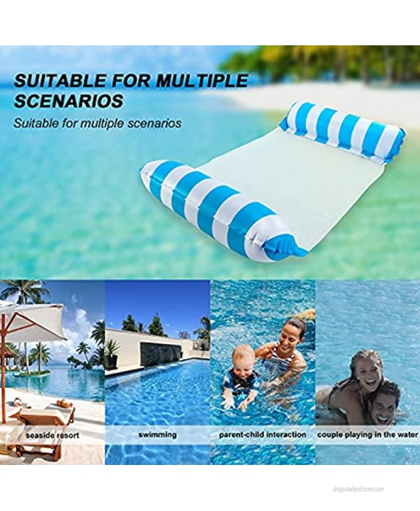 2 Pack Pool Hammock Floats for Adults 4 in 1 Multi-Purpose Water Hammock Inflatable Pool Float,Summer Pool Lounger Chair Exercise Saddle Hammock Drifter with air Pump