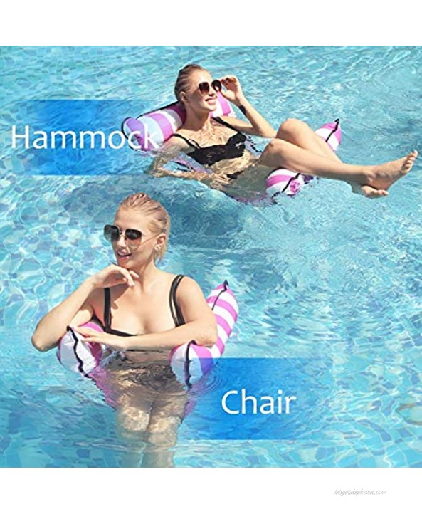2 Pack Water Hammock Float Soft Lounge Chairs Pool Floating Portable Pool Floats for Adults Floating Hammock for Pool Swimming with Air Pump DEEPPINK LIGHTSEAGREEN