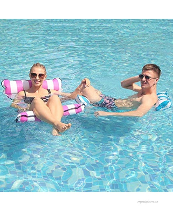 2 Pack Water Hammock Float Soft Lounge Chairs Pool Floating Portable Pool Floats for Adults Floating Hammock for Pool Swimming with Air Pump DEEPPINK LIGHTSEAGREEN