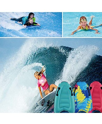 4 EVER Inflatable Surf Body Board with Handles Lightweight Swimming Floating Surfboard Aid Mat Learn to Swim Beach Safety Theme Surfing Swimming Summer Water Fun Toy for Both Kids and Adult