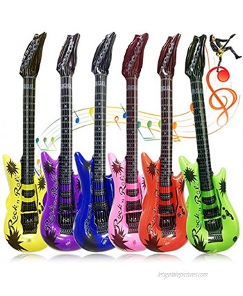 6 Colors Inflatable Guitar,Waterproof Party Props Guitars,36In Reusable Inflatable Guitar Toys,Assorted Color Guitar Inflatable For Kids Birthday,Decor,Karaoke Themed Party,Rock and Roll Party Favors