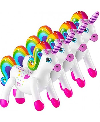Bedwina Inflatable Unicorn Pack of 4 24 Inch Large Blow-up Rainbow Unicorns for Unicorn Themed Birthday Party Decor Pool Fun and Party Decoration Supplies