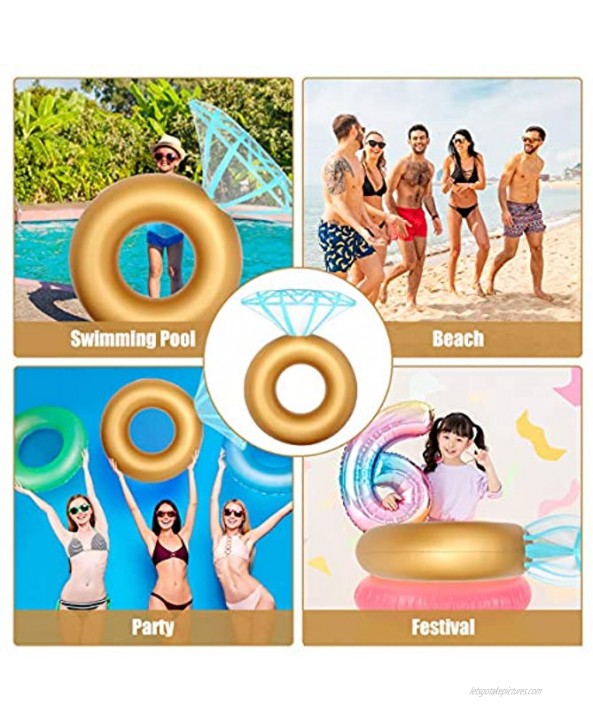 Diamond Golden Ring Pool Floats Engagement Ring Inflatable Raft Swimming Pools Accessories Bachelorette Party Toys for Pools Beach Toys for Adults